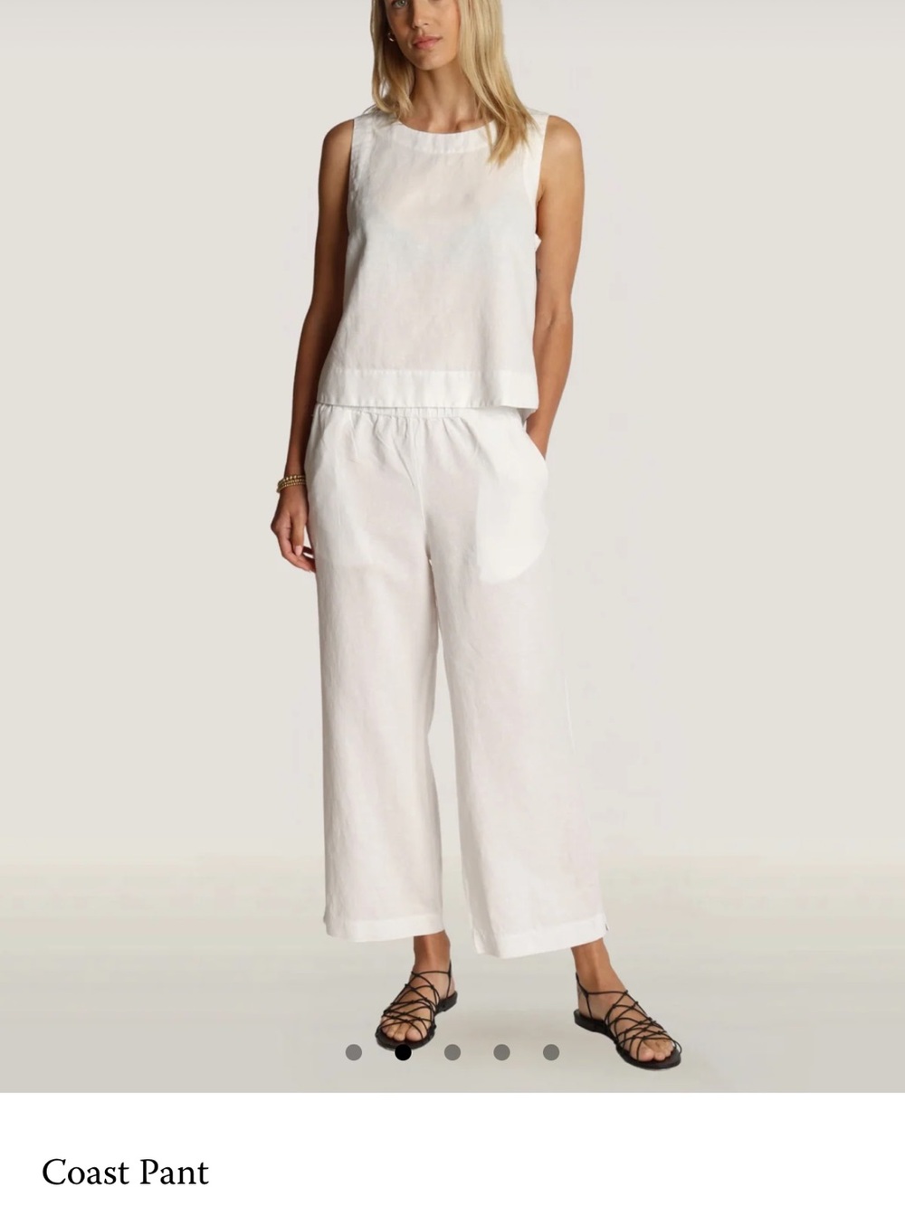 dylan White Wide-Leg Linen Blend Pants